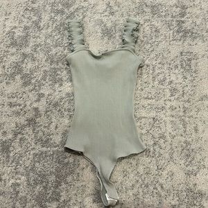 Sage Green Ruffle Sleeved Tank Top Bodysuit